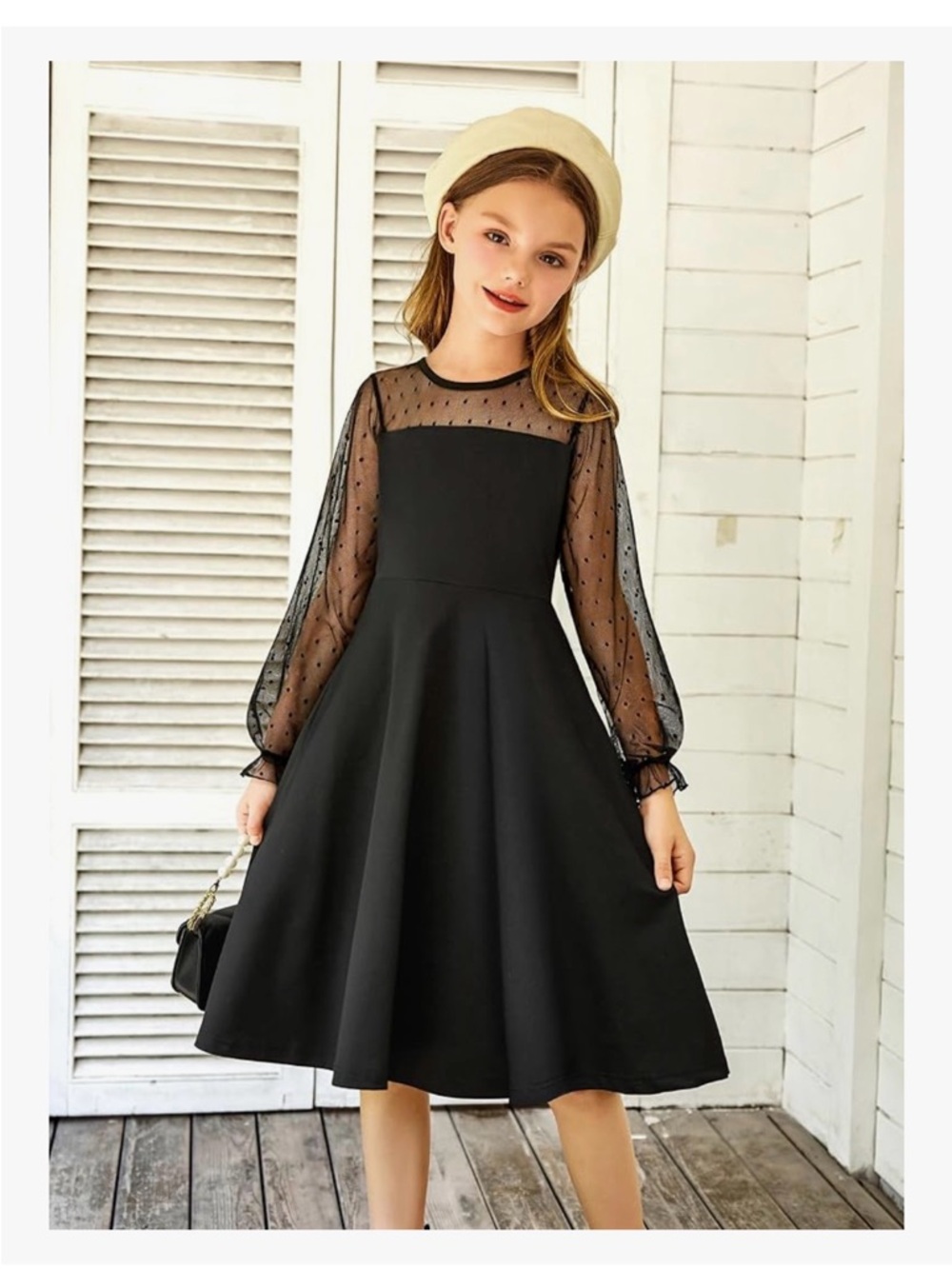 Arshiner Girls Long Sleeve Black Dress Size 9/10